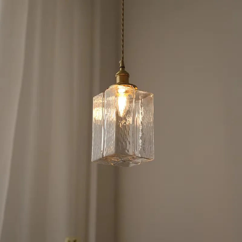 Vintage Glass Pendant Lights with Brass Finish
