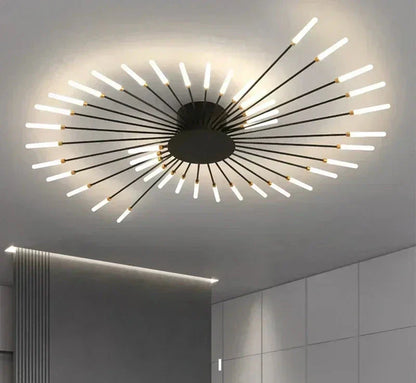 Modern LED Ceiling Chandelier – Minimalist Sunburst-Inspired Design