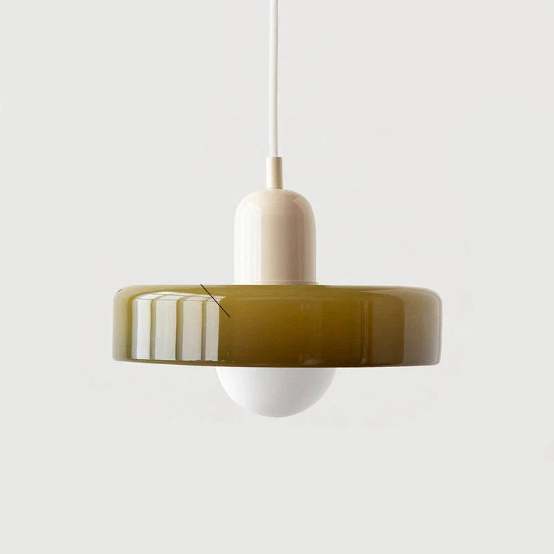 Bauhaus Pendant Light with Coloured Glass Shade