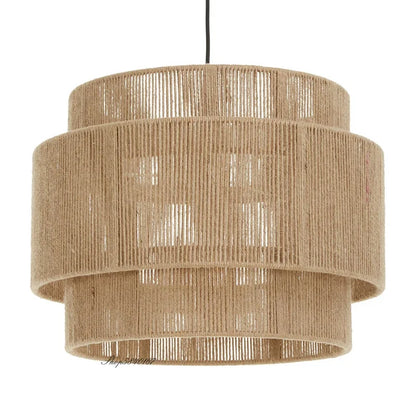 Modern Boho Fabric Ceiling Pendant Light with Double Shade