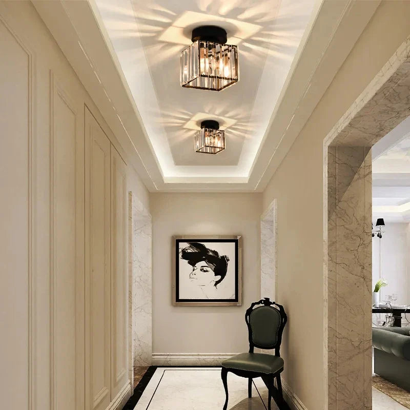 Crystal Glamour Ceiling Light – Modern Flush Mount with Transparent Shade