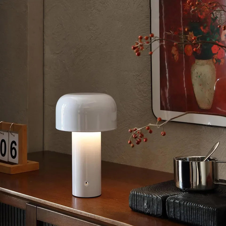 Mushroom LED Table Lamp – Portable, Rechargeable & Touch Control