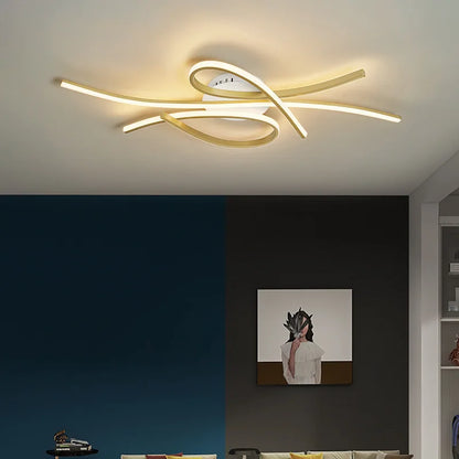 Modern Geometric LED Ceiling Light – Wavy Line Design