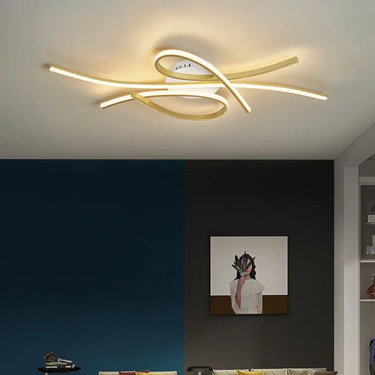 Modern Geometric LED Ceiling Light – Wavy Line Design