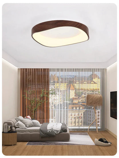 Scandinavian LED Ceiling Light – Modern Surface-Mounted Lamp with Wood Effect