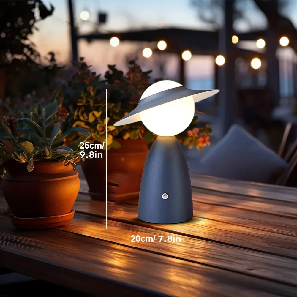 LED Table Lamp – Figure with Hat Design, Decorative Bedside or Desk Light