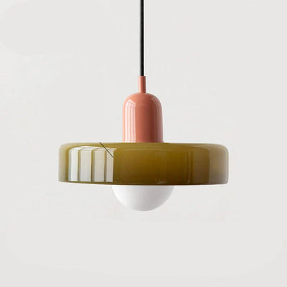 Bauhaus Pendant Light with Coloured Glass Shade