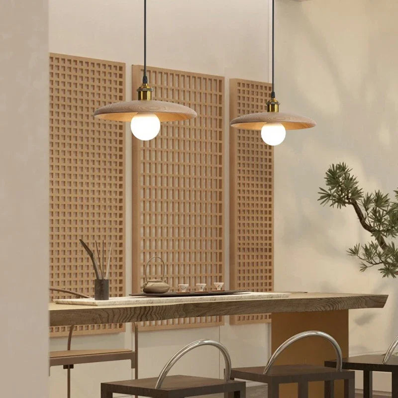 Scandinavian Wooden Pendant Light – Minimalist Ceiling Lamp
