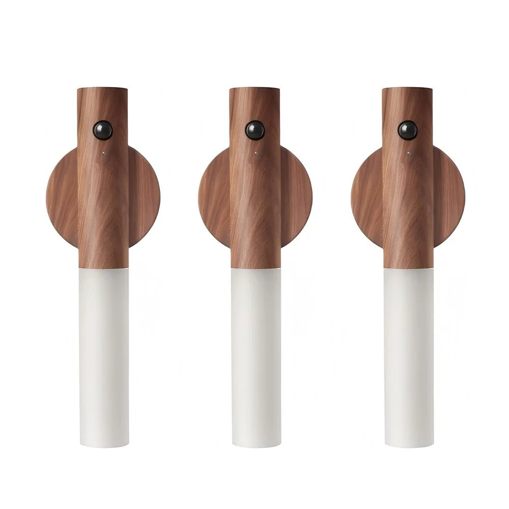 Modern Wooden Wall Light – Magnetic LED Lamp with Motion Sensor