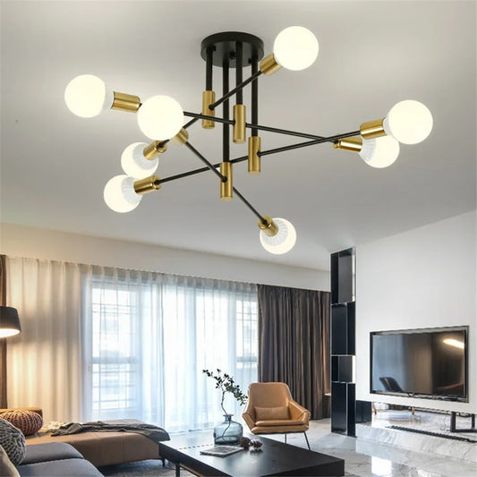 Industrial Ceiling Light with 6 Round Lamp Holders