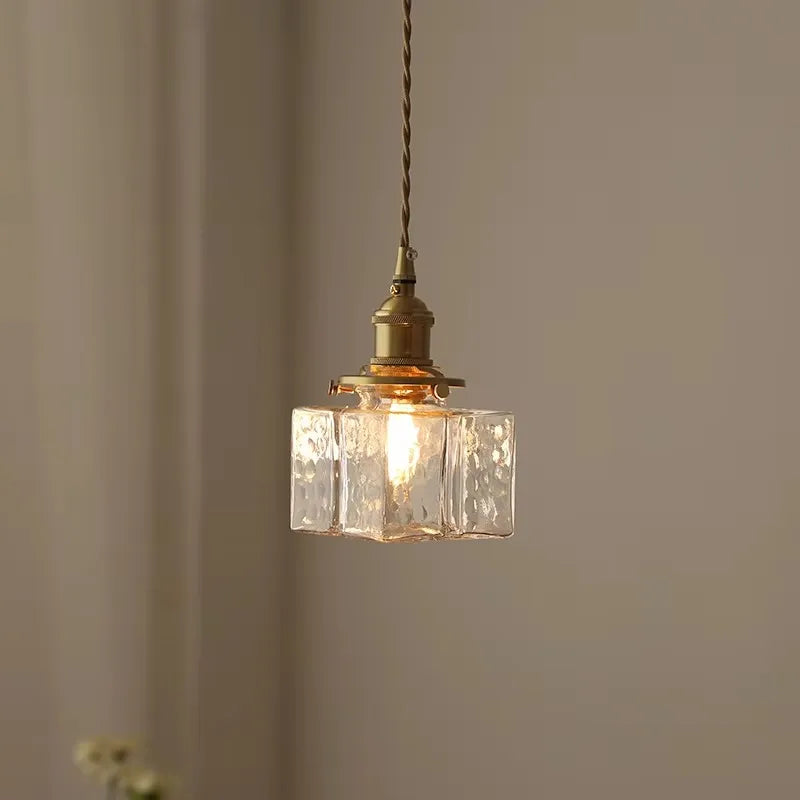 Vintage Glass Pendant Lights with Brass Finish
