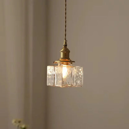 Vintage Glass Pendant Lights with Brass Finish