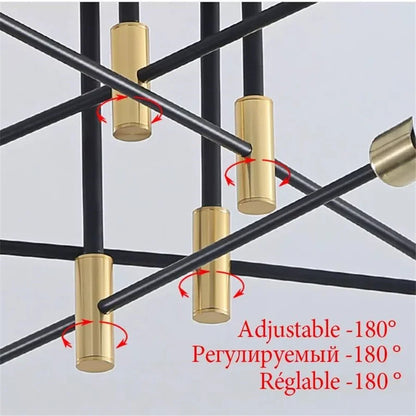 Industrial Ceiling Light with 6 Round Lamp Holders