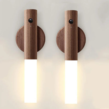 Modern Wooden Wall Light – Magnetic LED Lamp with Motion Sensor