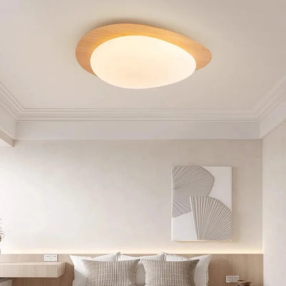 Modern LED Ceiling Light with Wooden Accent