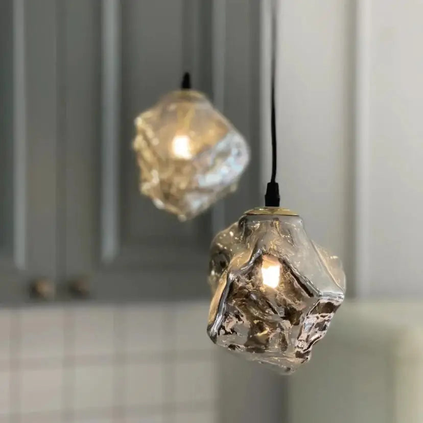 Modern Pendant Light with Irregular Glass Shade