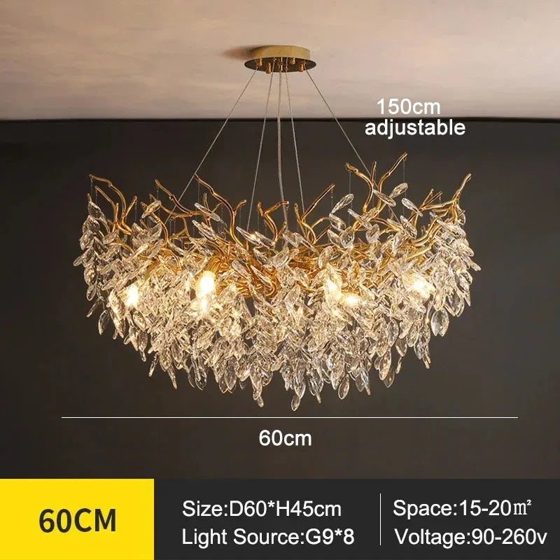Exclusive Crystal Leaf Chandelier – Branch Design with Modern Elegance