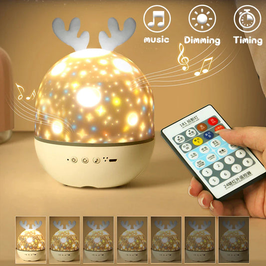 LED Night Light Projector with Remote Control & Music – Kids Star Lamp with Timer