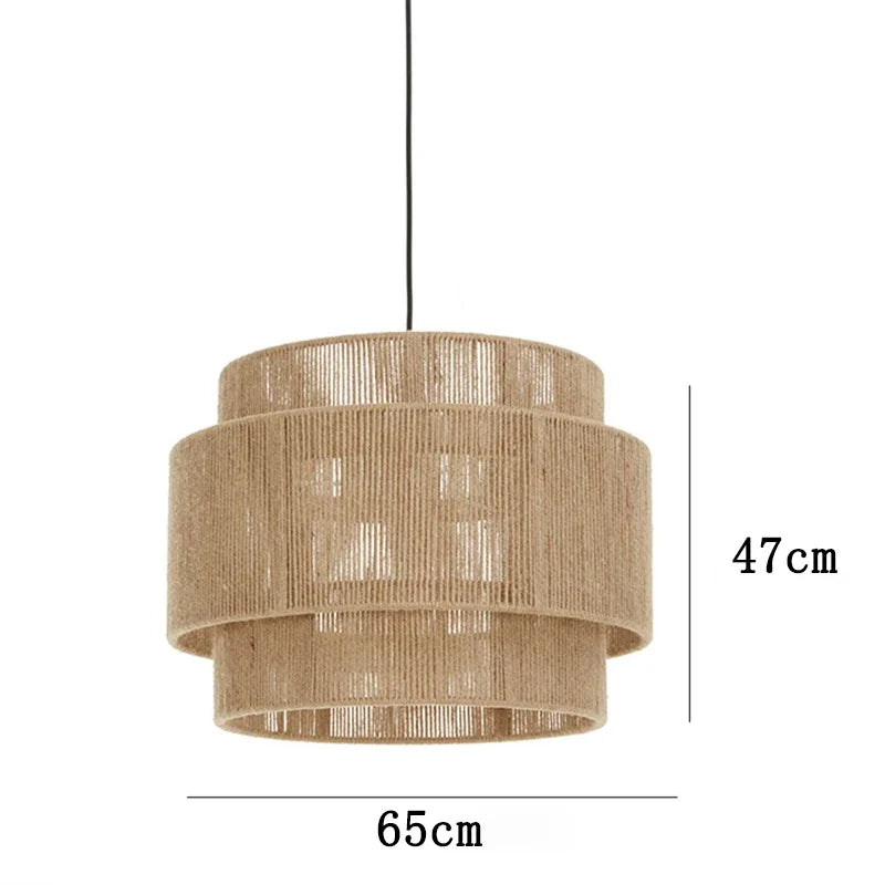 Modern Boho Fabric Ceiling Pendant Light with Double Shade