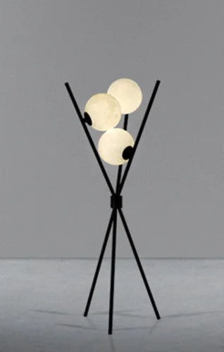 Designer LED Floor & Table Lamp with Moon-Shaped Shades on Tripod Base