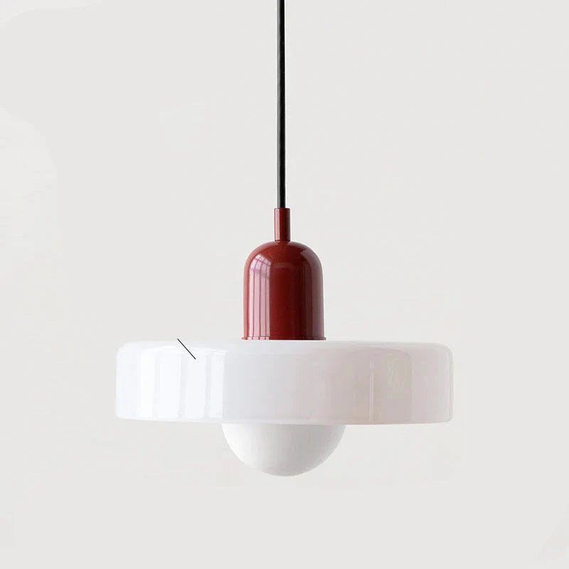 Bauhaus Pendant Light with Coloured Glass Shade