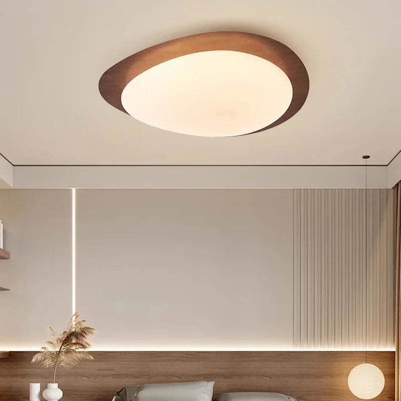 Modern LED Ceiling Light with Wooden Accent