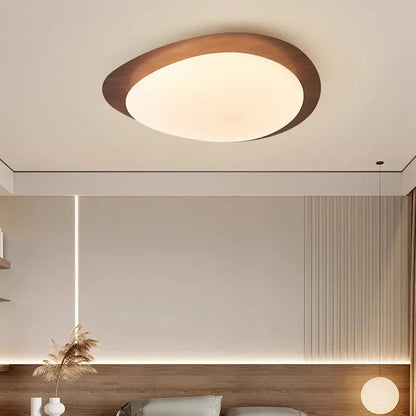 Modern LED Ceiling Light with Wooden Accent