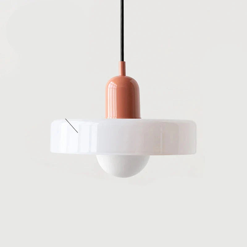 Bauhaus Pendant Light with Coloured Glass Shade