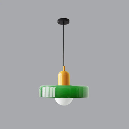 Modern Pendant Light with Colourful Glass Shade
