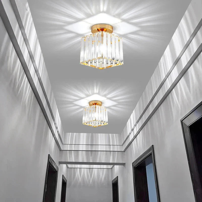 Crystal Glamour Ceiling Light – Modern Flush Mount with Transparent Shade