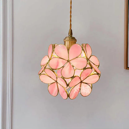Artistic Stained Glass Pendant Lamp – Floral Elegance