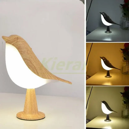 LED Bird Table Lamp – Decorative Night Light with Wood Effect