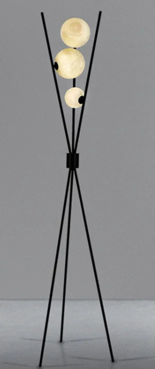 Designer LED Floor & Table Lamp with Moon-Shaped Shades on Tripod Base