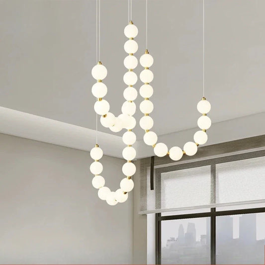 Modern LED Pendant Light – Necklace-Inspired Design with Glowing Spheres