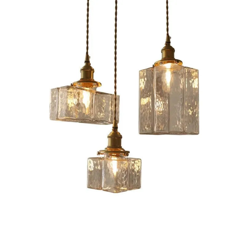 Vintage Glass Pendant Lights with Brass Finish