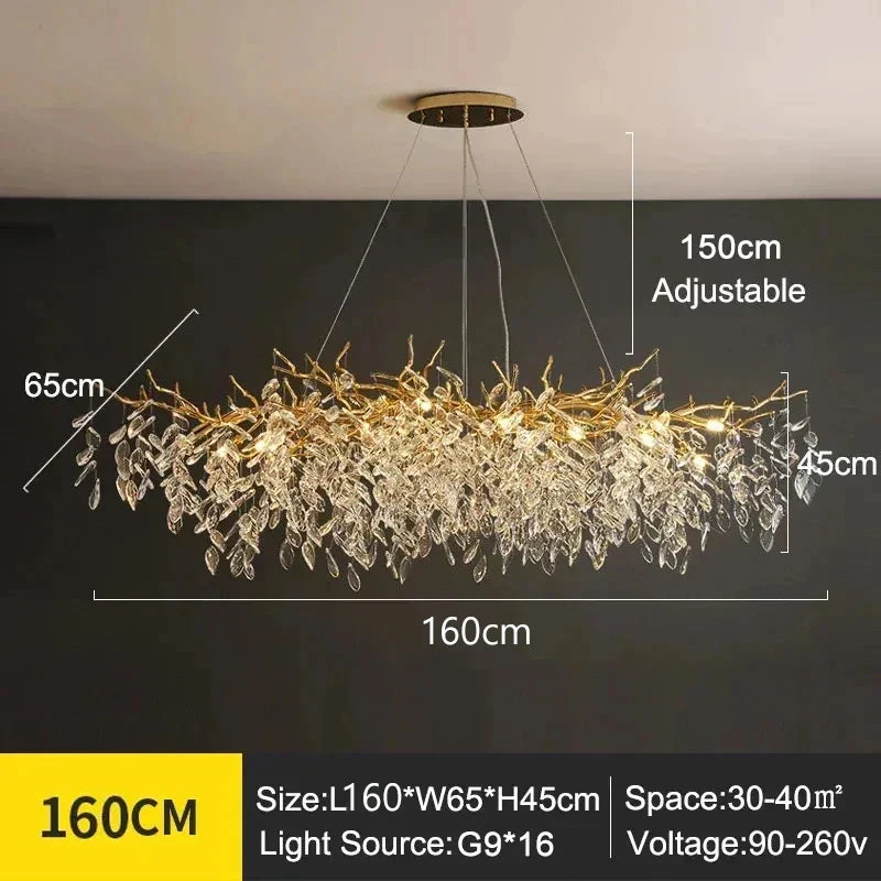 Exclusive Crystal Leaf Chandelier – Branch Design with Modern Elegance