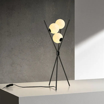 Designer LED Floor & Table Lamp with Moon-Shaped Shades on Tripod Base