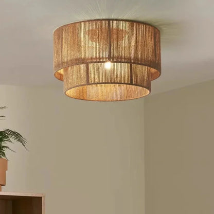Boho Ceiling Light with Natural Rope