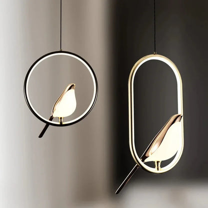Luxury Pendant Light with Golden Bird