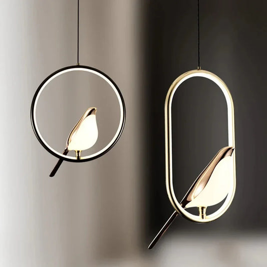 Luxury Pendant Light with Golden Bird