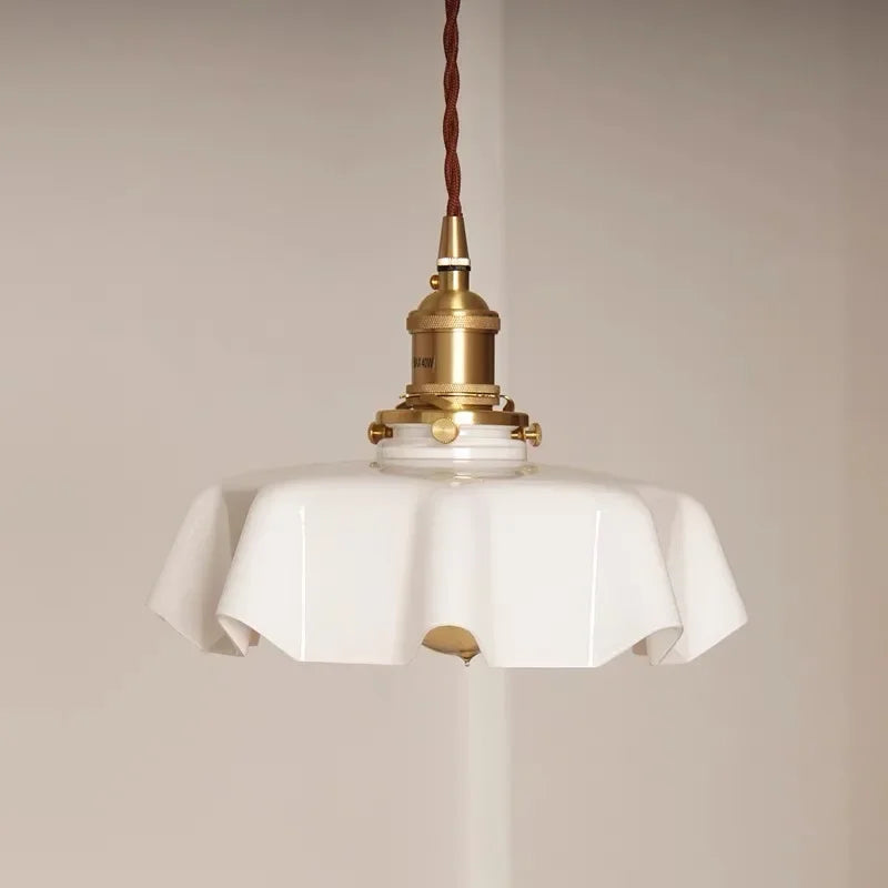 Retro Pendant Lights with Coloured Glass Shades and Brass Finish