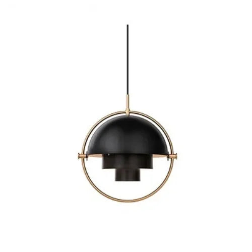 Designer Pendant Light with Metal Shade and Decorative Ring
