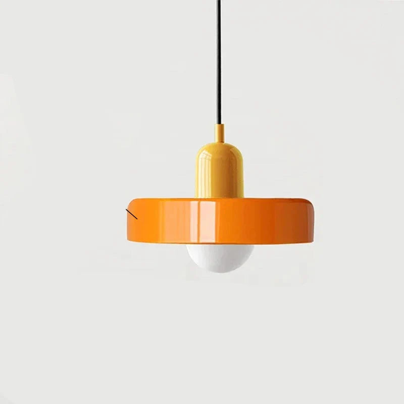 Bauhaus Pendant Light with Coloured Glass Shade