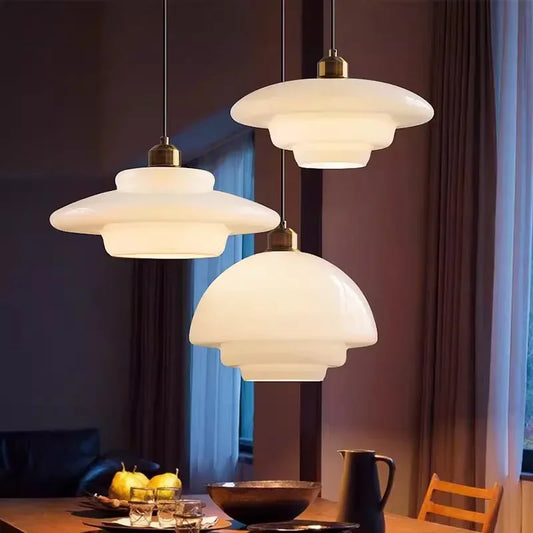 Pendant Ceiling Lamp with Opal White Glass