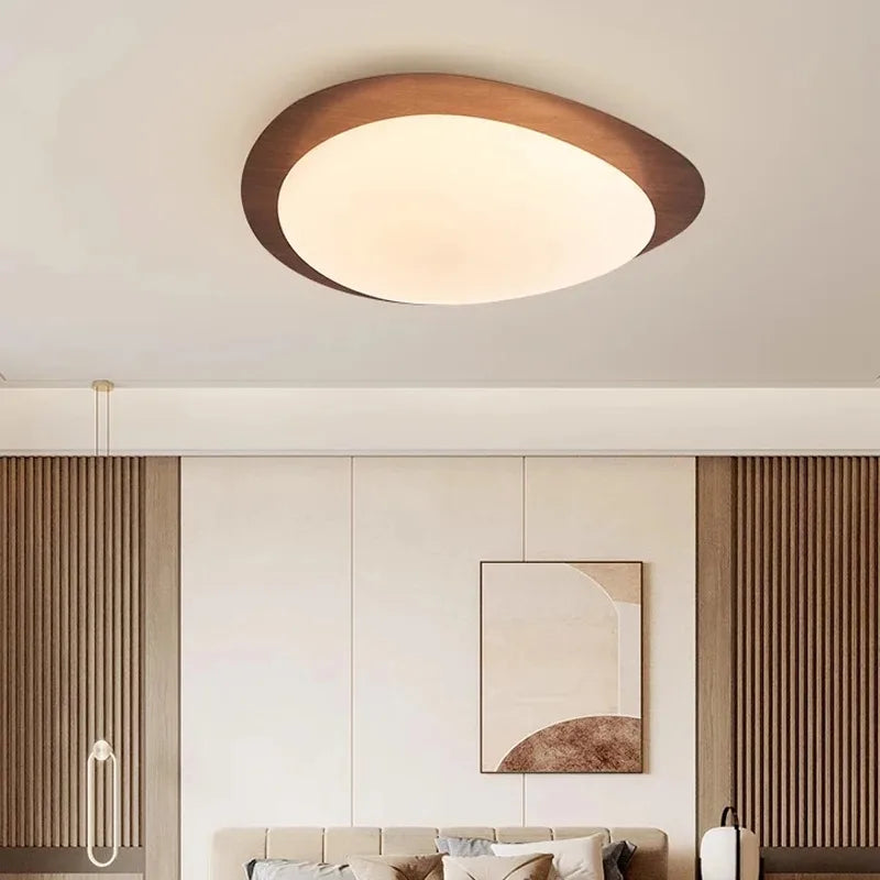 Modern LED Ceiling Light with Wooden Accent