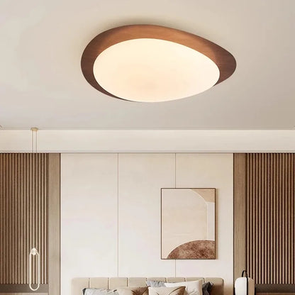 Modern LED Ceiling Light with Wooden Accent