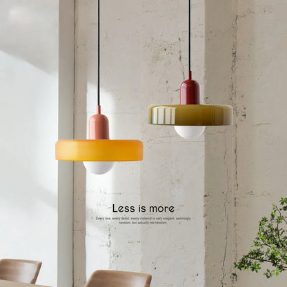 Bauhaus Pendant Light with Coloured Glass Shade