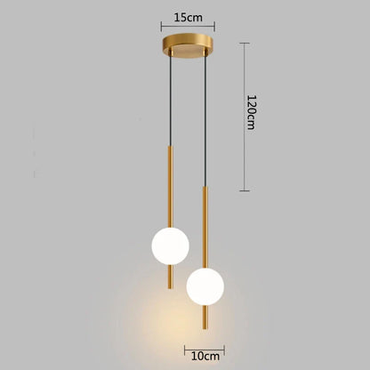 Modern Gold Pendant Light with Globe Shade | Minimalist LED Ceiling Lamp