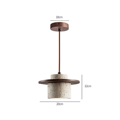Modern Pendant Lamp with Stone and Wood