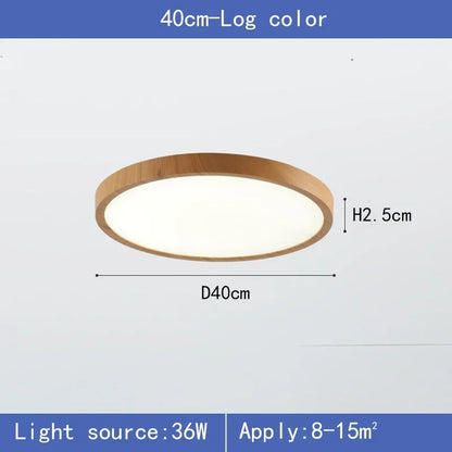 Modern Round LED Ceiling Light with Wooden Frame